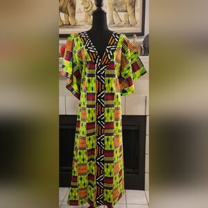Vibrant African Print Kaftan Dress.